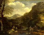 Style of Salvator Rosa - Mountainous Landscape with Figures